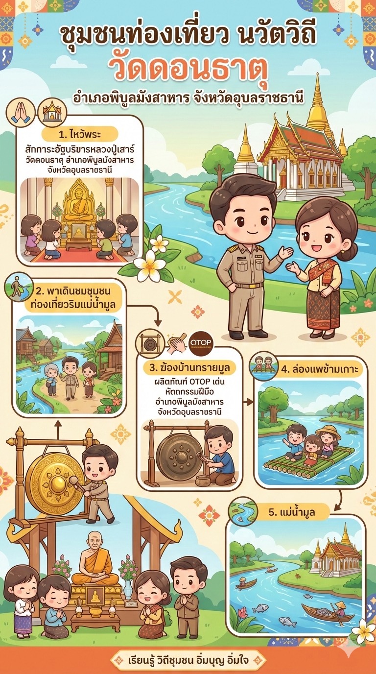 พาเที่ยวนวัตวิถี! สพอ.พิบูลมังสาหารเชิญชวนท่องเที่ยวชุมชน OTOP นวัตวิถี สัมผัสวิถีชีวิตริมแม่น้ำมูล ณ บ้านทรายมูลเหนือ หมู่ที่ 10 ตำบลทรายมูล